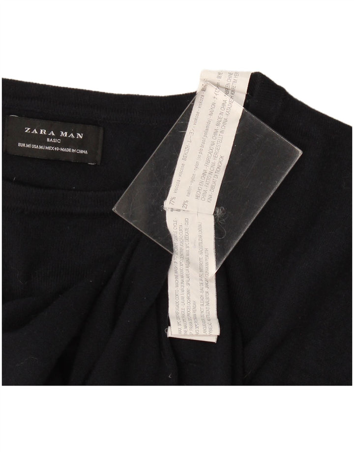 Maglione Zara da uomo con scollo a barca in viscosa blu navy medio