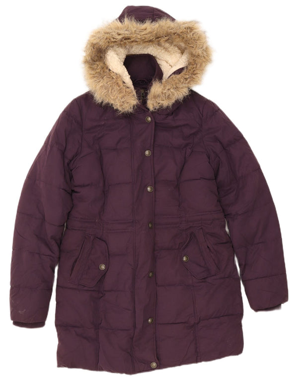 Cappotto imbottito con cappuccio da donna Fat Face UK 8 piccolo poliestere viola