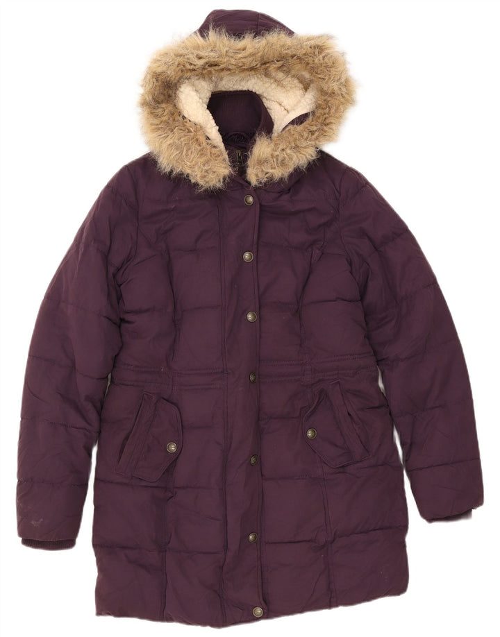 Cappotto imbottito con cappuccio da donna Fat Face UK 8 piccolo poliestere viola