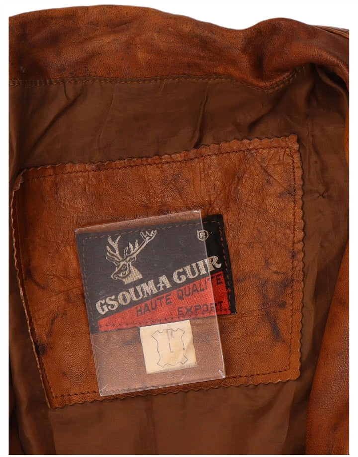 Giacca in pelle bomber da uomo vintage UK 40 grande in pelle marrone
