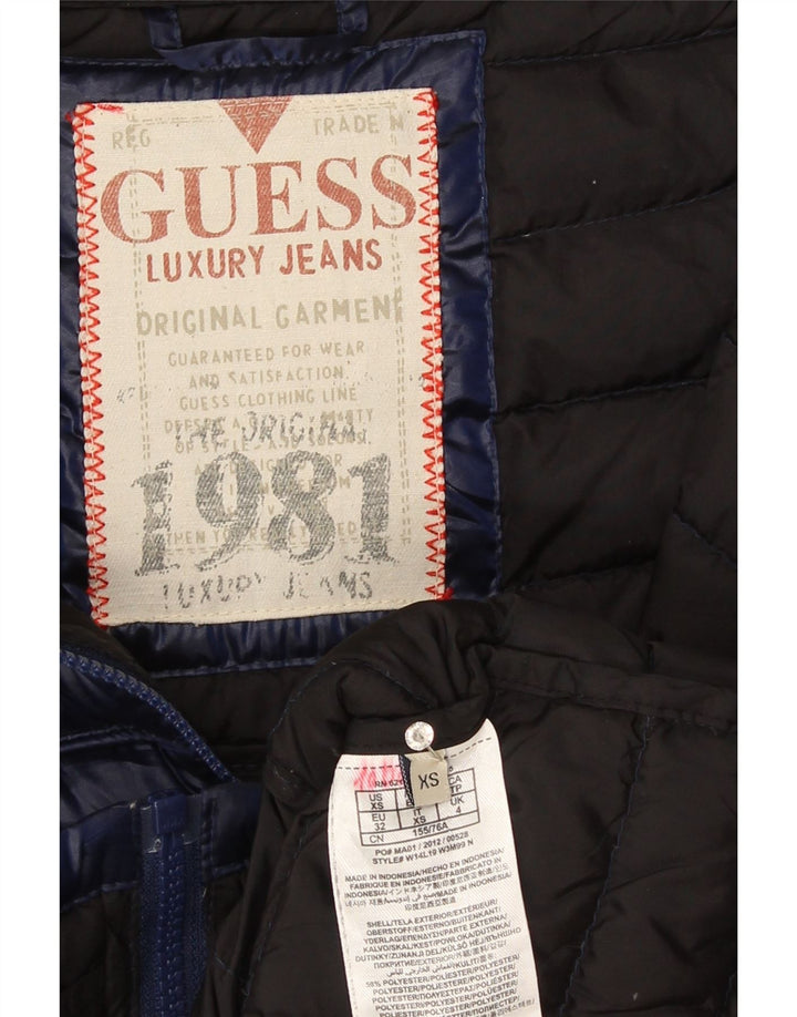 Giacca imbottita con cappuccio da donna Guess UK 6 XS poliestere blu navy