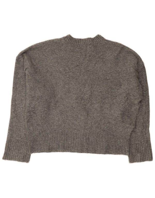 Zara Womens Oversized Crew Neck Jumper Sweater UK 10 Small Grey Acrylic