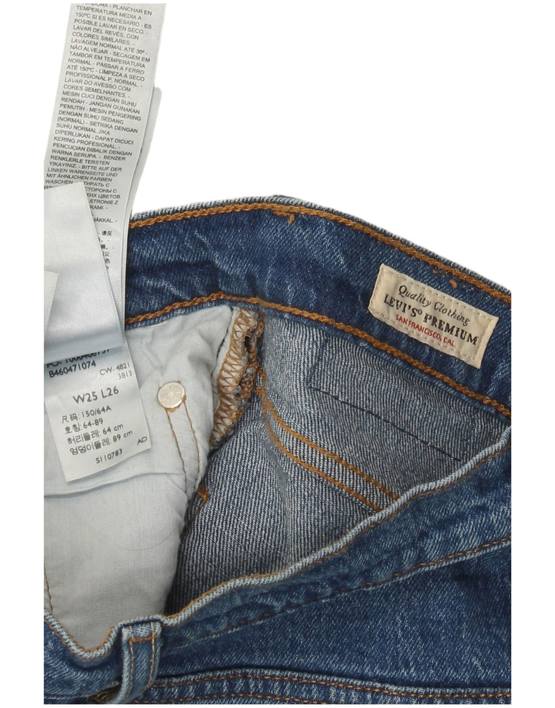 Jeans dritti Levi's 501 da donna W25 L26 cotone blu