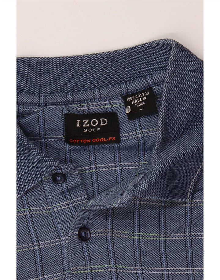 Polo da uomo IZOD in cotone a quadri grandi blu