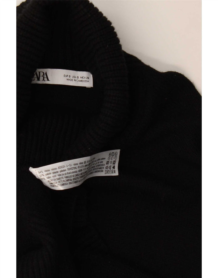Maglione a collo alto oversize da donna Zara UK 10 piccolo in viscosa nera
