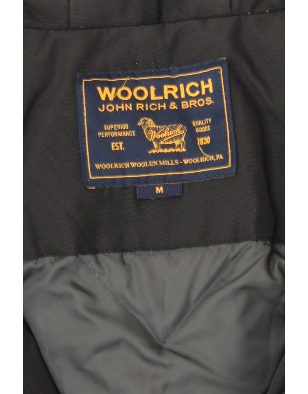 Cappotto imbottito con cappuccio da donna Woolrich UK 14 cotone nero medio
