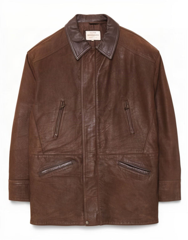 Lavorazione Artigianale Giacca in Pelle da Uomo UK 44 2XL Marrone