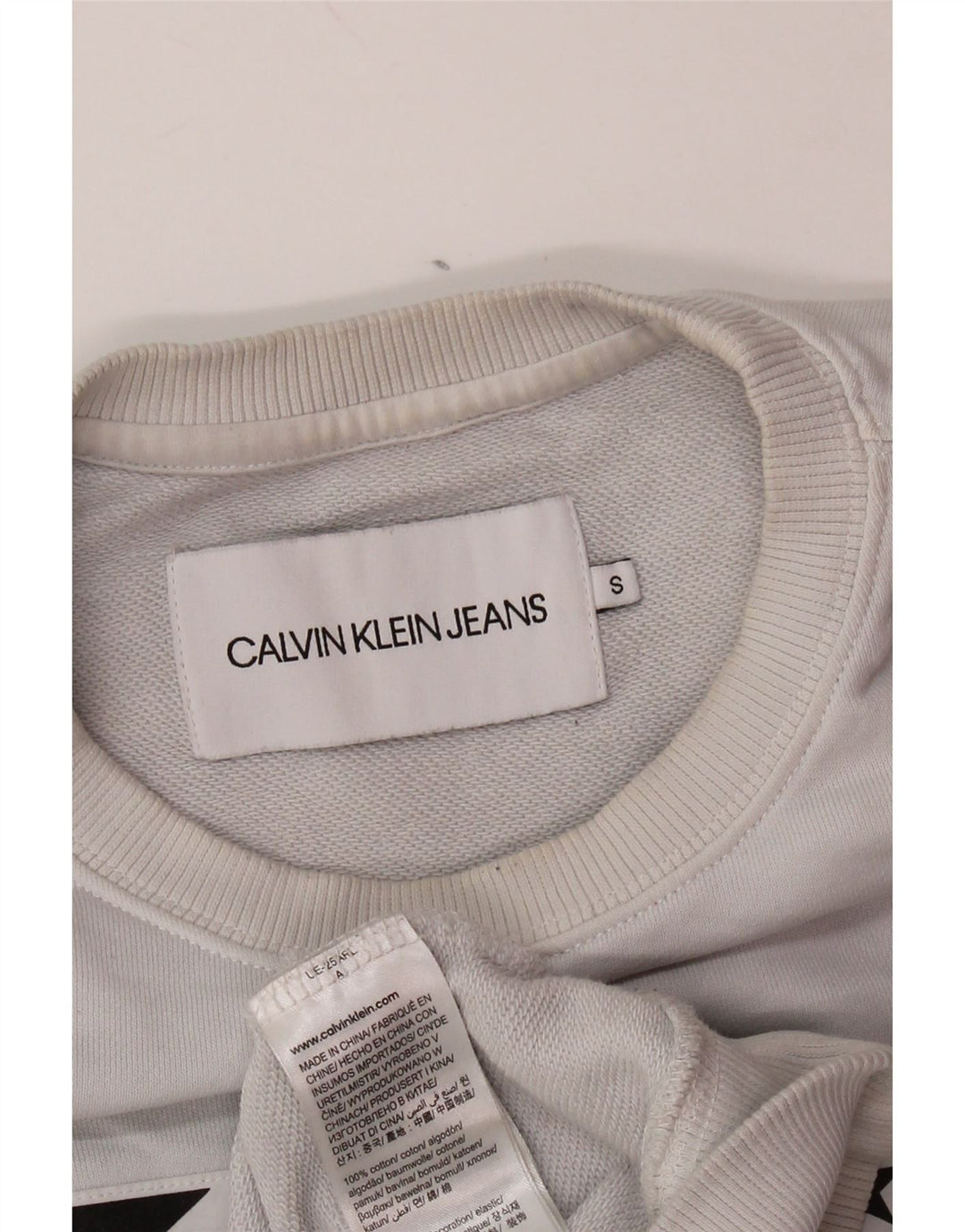CALVIN KLEIN JEANS Felpa con grafica da uomo Maglione piccolo in cotone grigio