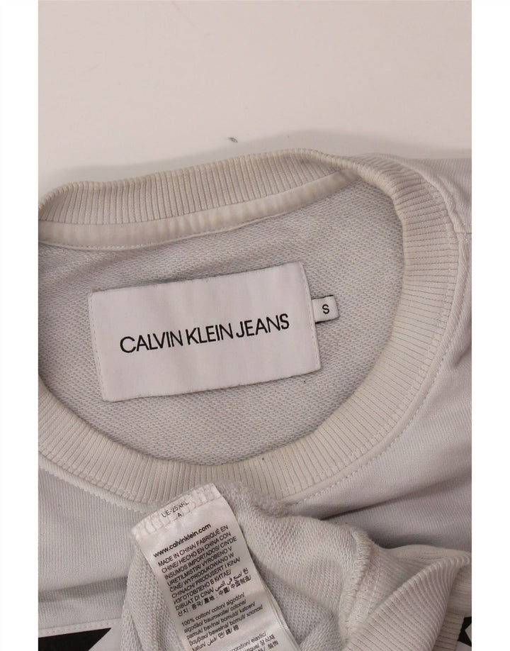 CALVIN KLEIN JEANS Felpa con grafica da uomo Maglione piccolo in cotone grigio