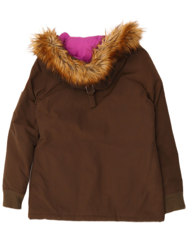 Giacca imbottita con cappuccio militare da donna Superdry UK 16 grande nylon kaki