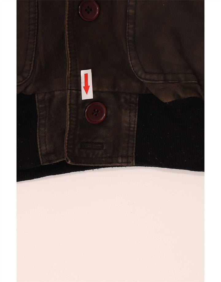 Giubbotto bomber in pelle scamosciata vintage da uomo UK 40 grande color kaki