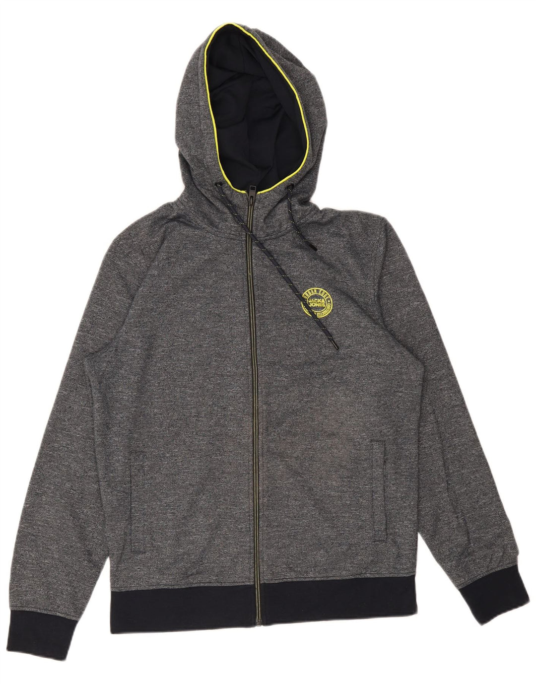 Maglione con cappuccio e zip da uomo Jack & Jones in cotone screziato grigio medio