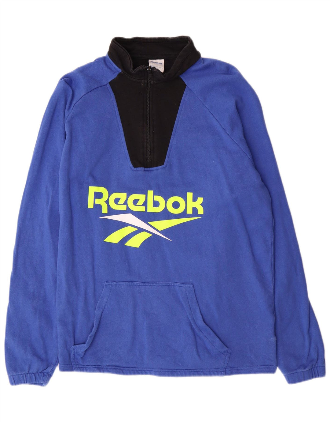 Felpa Reebok da uomo con grafica 1/4 zip, maglione, cotone blu medio