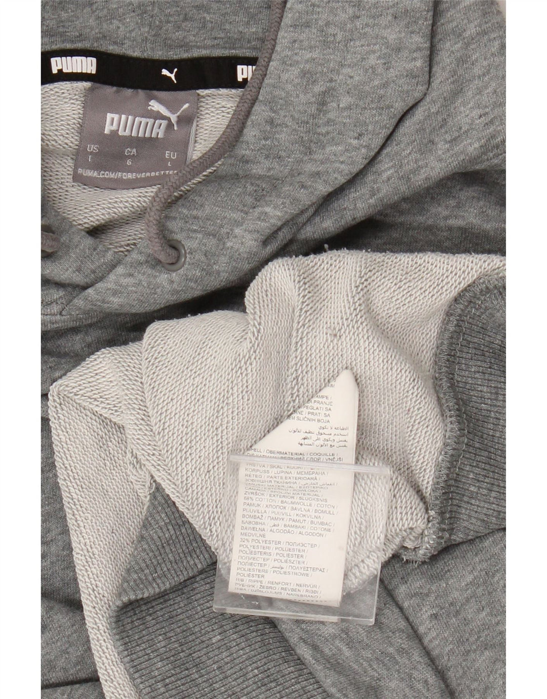 Felpa con cappuccio da uomo Puma Large in cotone grigio