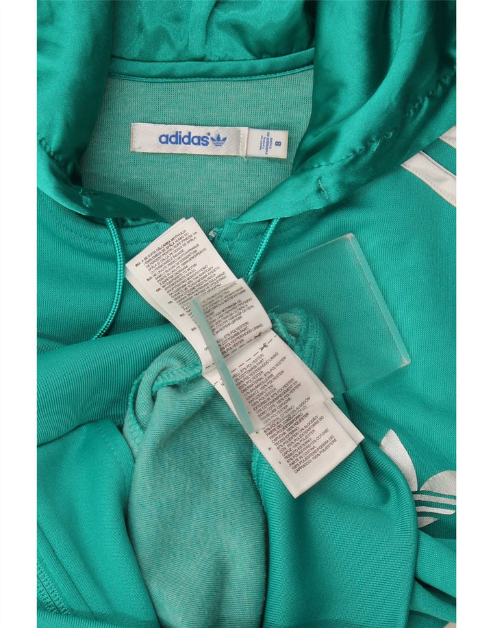 Giacca da ginnastica con cappuccio da donna Adidas UK 8 Small Turchese Poliestere