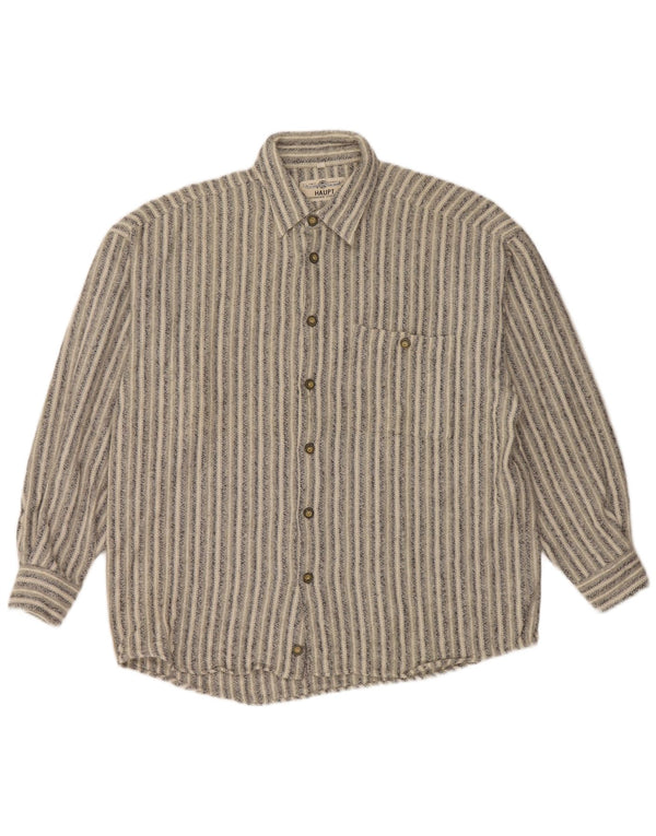 Camicia da uomo in flanella HAUPT taglia 41/42 grande cotone gessato grigio