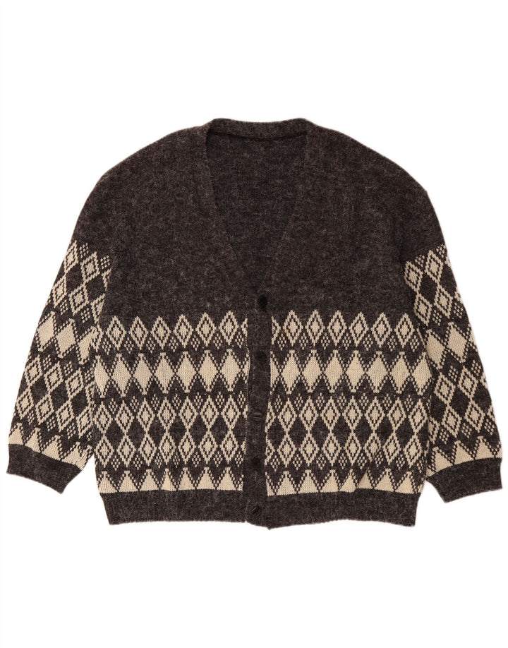 Maglione cardigan da uomo VINTAGE XL grigio a rombi/diamante
