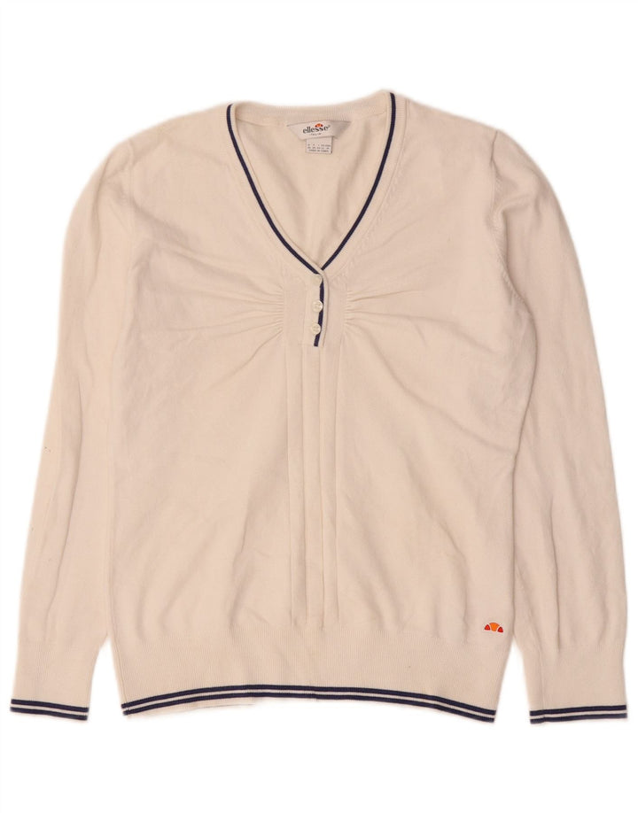 Maglione da donna con scollo a V Ellesse UK 12 Cotone bianco medio