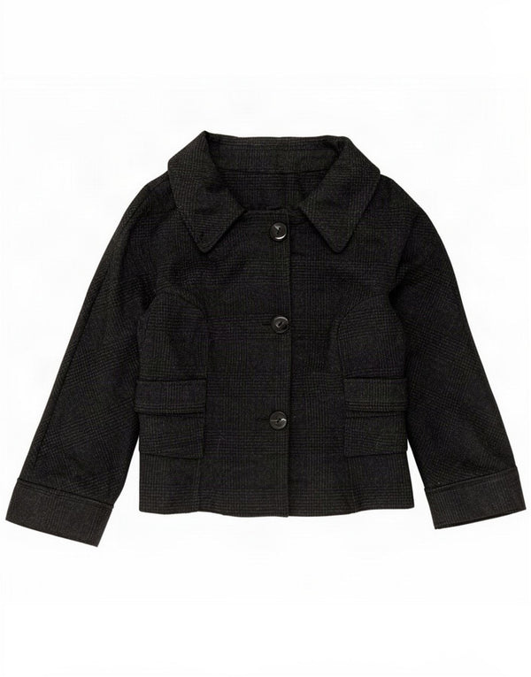 Zara Giacca Blazer a 3 Bottoni da Donna UK 14 Media Lana a quadri Nera