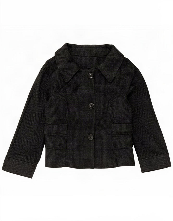 Zara Giacca Blazer a 3 Bottoni da Donna UK 14 Media Lana a quadri Nera