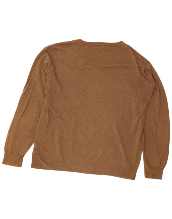 Gant Maglione da uomo con scollo a V XL in cotone marrone