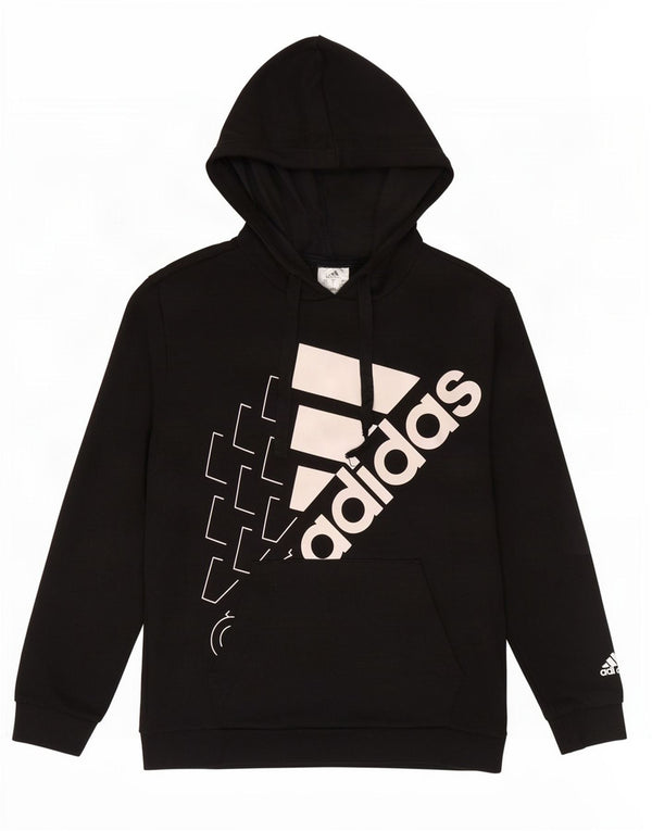 Maglione con cappuccio oversize grafico da donna Adidas UK 8/10 piccolo cotone nero
