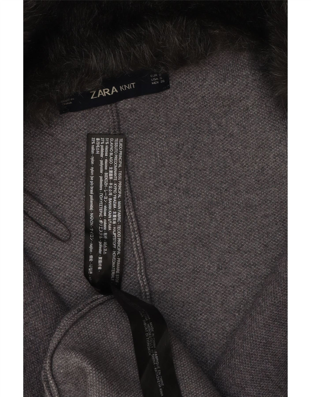 Cappotto poncho Zara da donna UK 10 piccolo in viscosa grigia