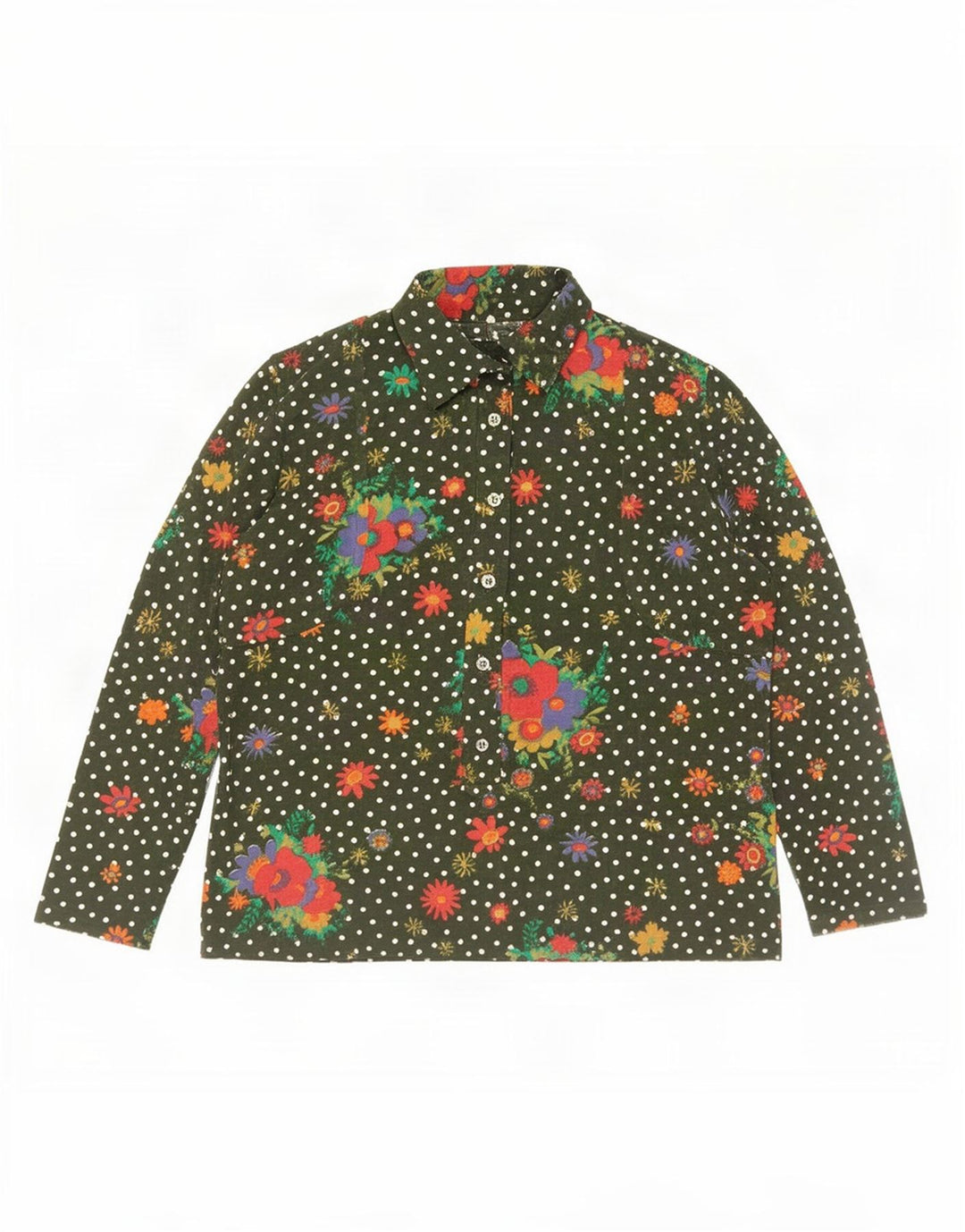 Camicia pullover vintage da donna IT 52 2XL Verde floreale