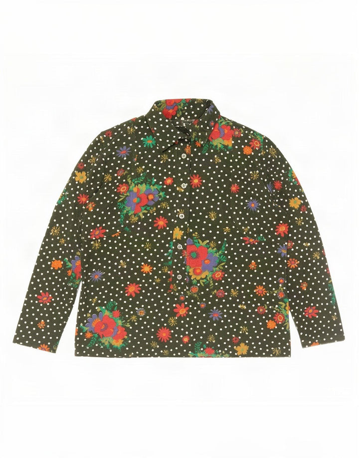 Camicia pullover vintage da donna IT 52 2XL Verde floreale