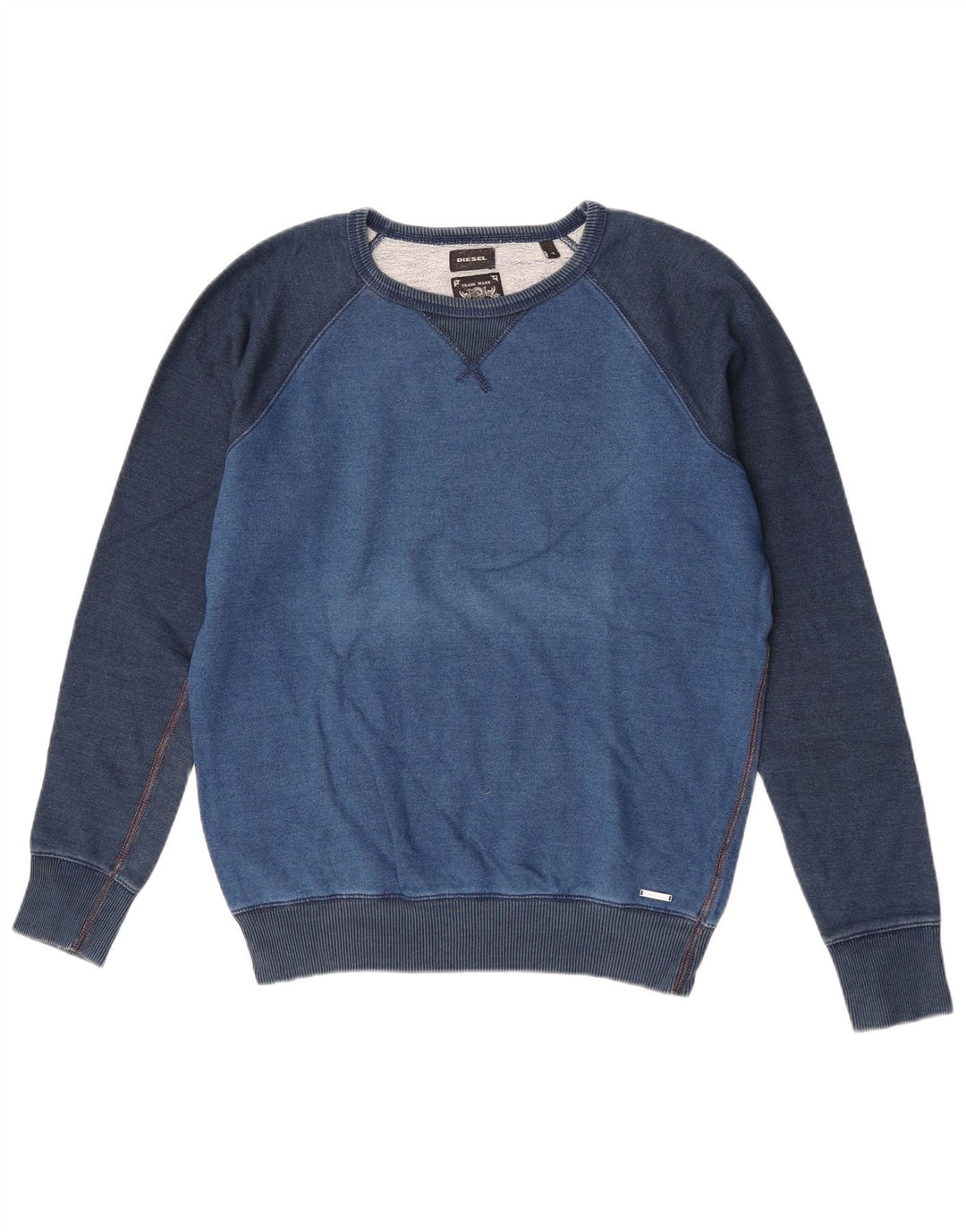 Diesel Felpa da uomo in cotone color block blu medio