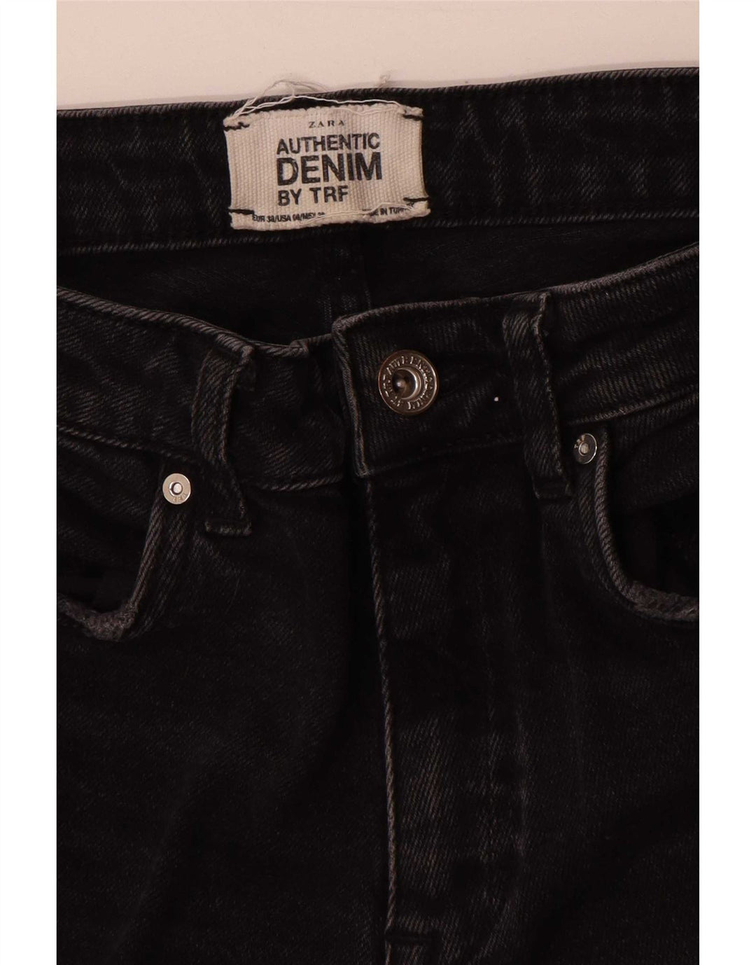 Jeans dritti invecchiati da donna Zara EU 38 piccoli W28 L26 neri