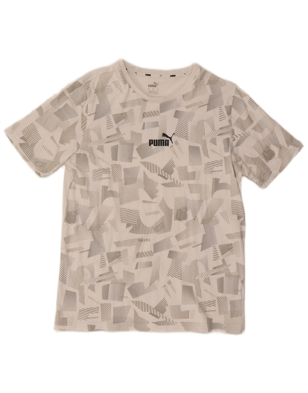 T-shirt grafica da uomo Puma Top in cotone geometrico bianco medio