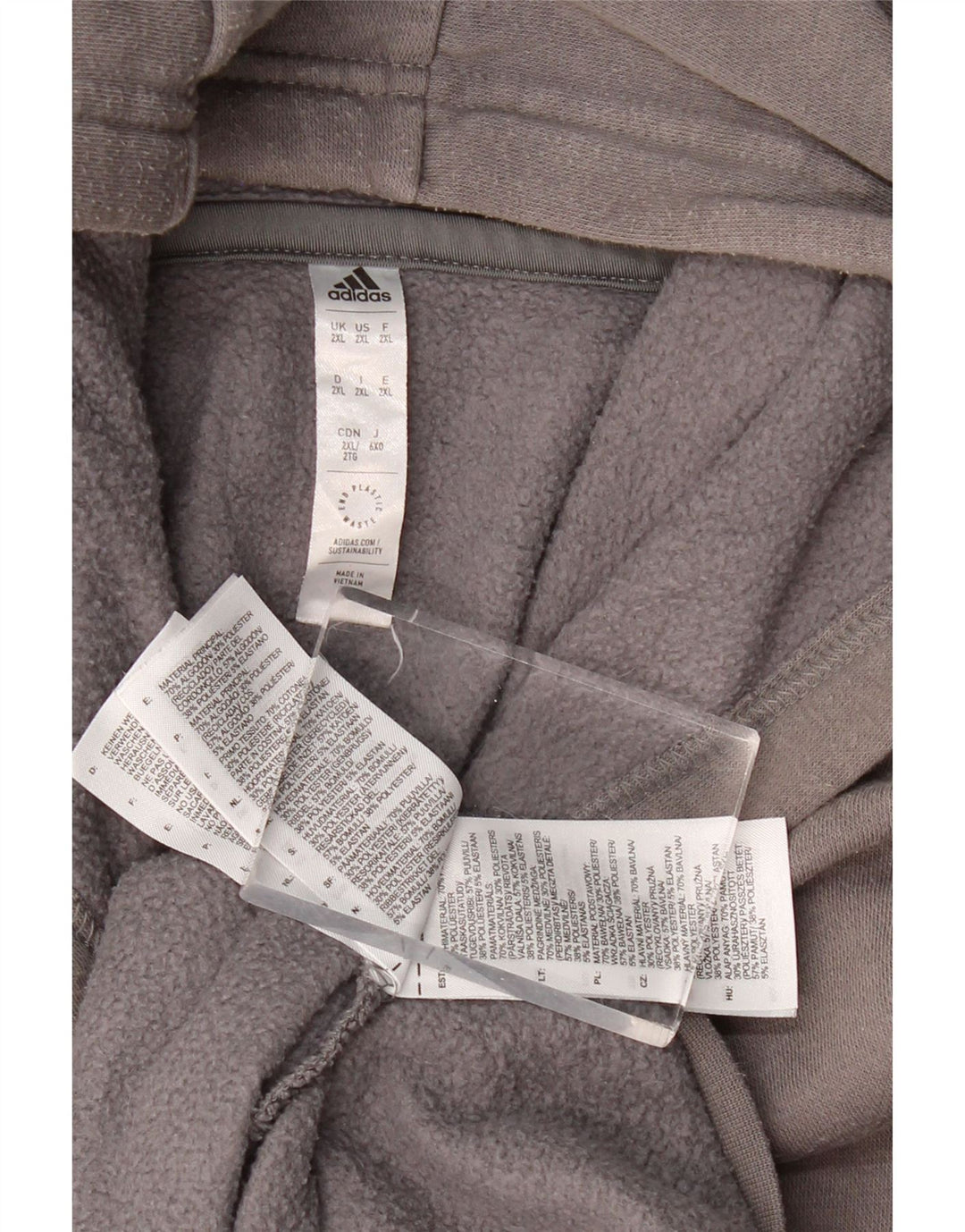 Felpa con cappuccio da uomo ADIDAS 2XL cotone grigio