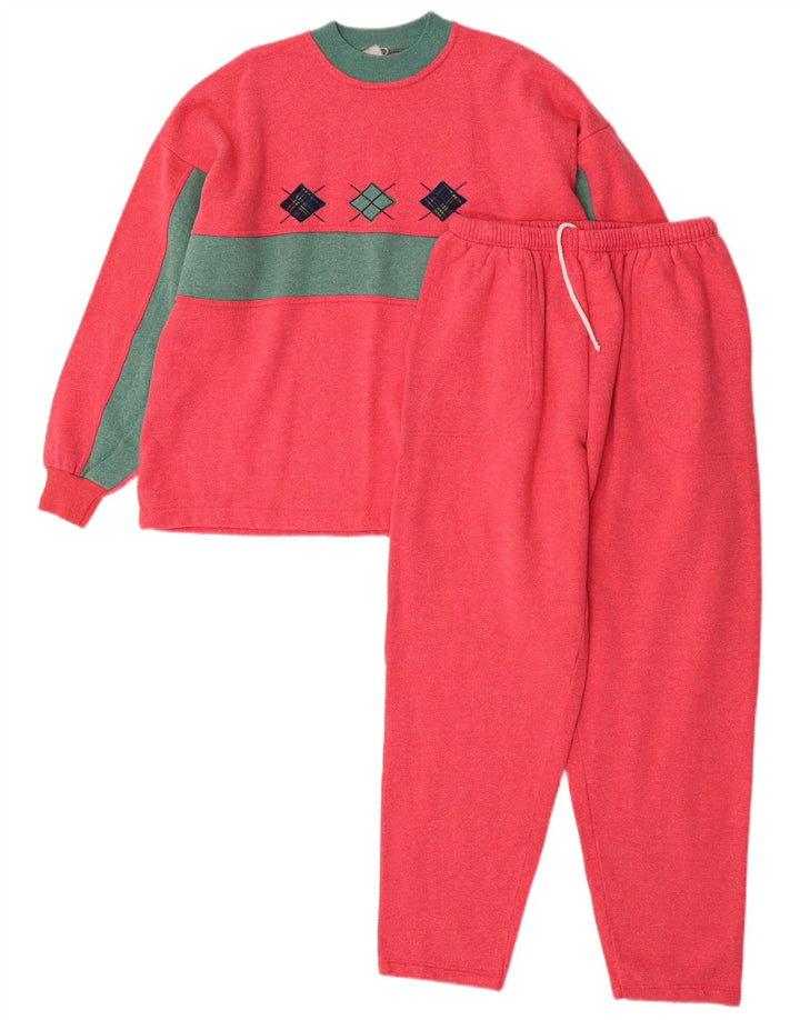 Tuta intera da donna vintage UK 10 Small Pink Colourblock