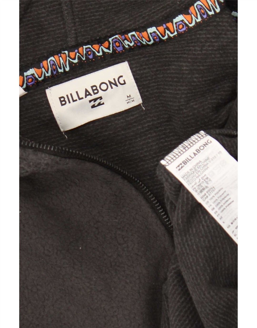 Maglione in pile da uomo Billabong con cappuccio e zip, poliestere grigio medio