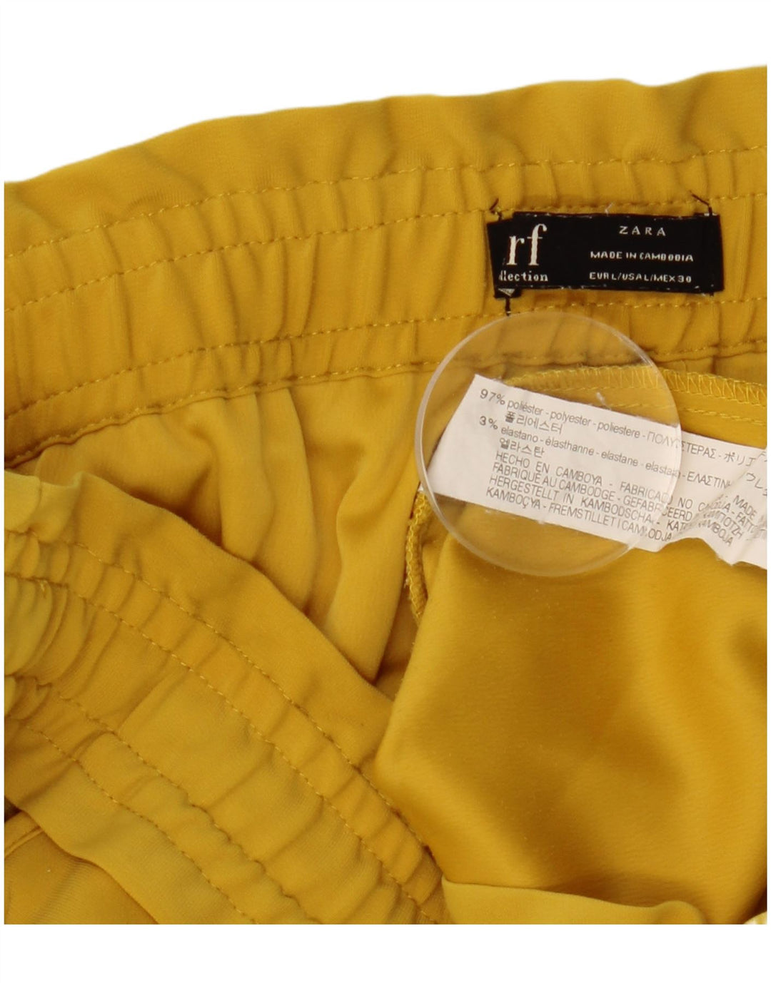 Pantaloni casual affusolati da donna Zara grandi W30 L26 poliestere giallo
