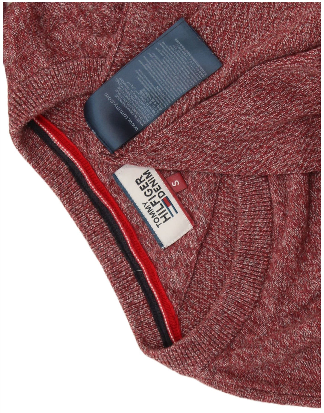 TOMMY HILFIGER Maglione girocollo da uomo piccolo in cotone bordeaux