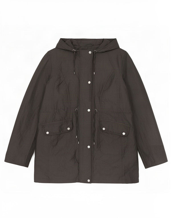 Giacca Parka con cappuccio da donna Marks & Spencer UK 14 Large Grigio Poliammide