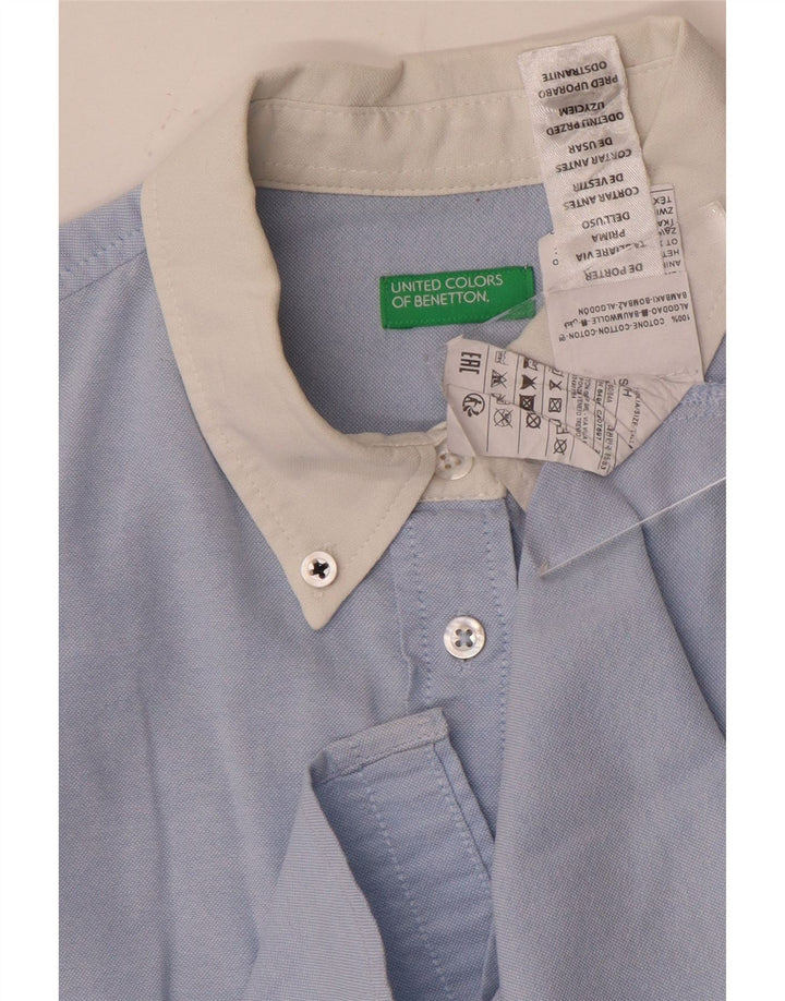 Camicia da donna Benetton UK 10 Small Blu Colourblock in cotone