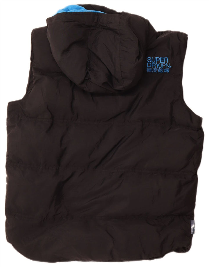 Gilet imbottito con cappuccio da uomo SUPERDRY UK 42 XL nylon nero