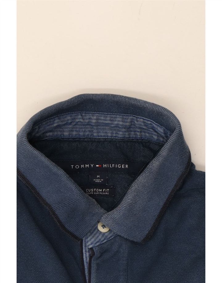 TOMMY HILFIGER Mens Custom Fit Polo Shirt Medium Navy Blue Colourblock Vintage Tommy Hilfiger and Second-Hand Tommy Hilfiger from Messina Hembry 