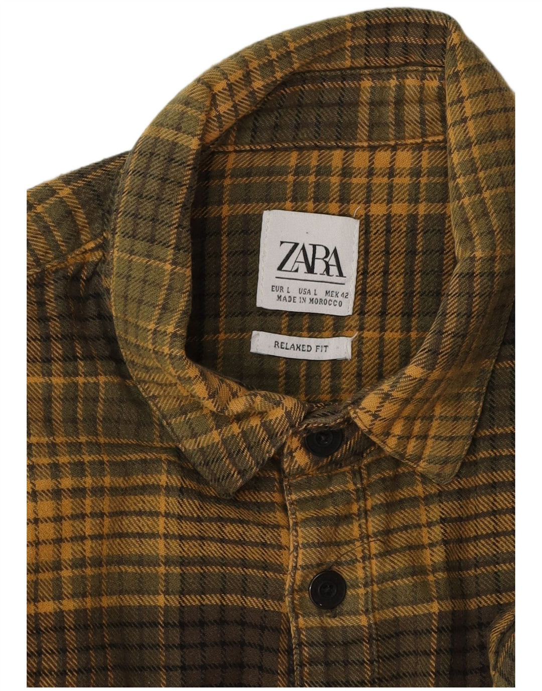 Camicia Zara da uomo in flanella dalla vestibilità comoda, a quadri kaki grandi