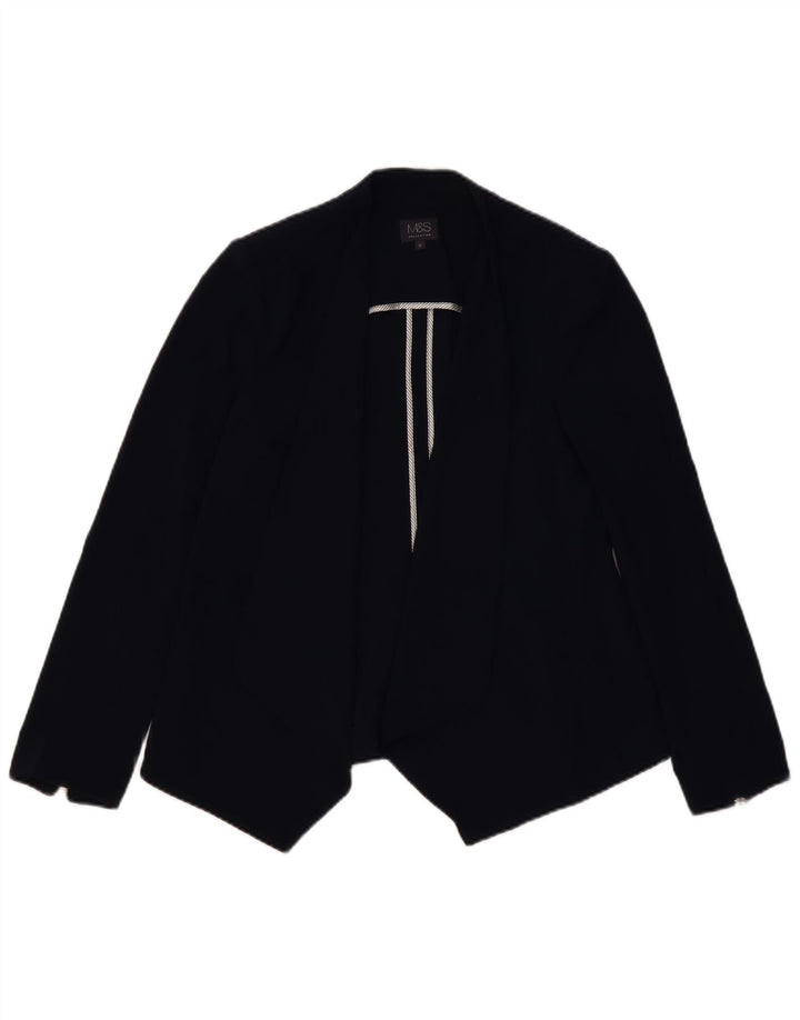 MARKS & SPENCER Giacca blazer aperta da donna UK 12 Poliestere blu navy medio