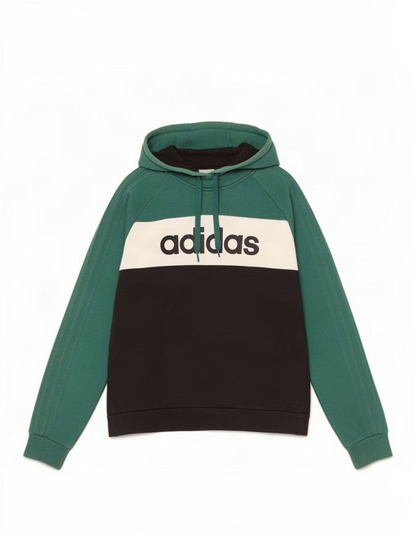 Maglione con cappuccio grafico da uomo Adidas in cotone color block verde medio