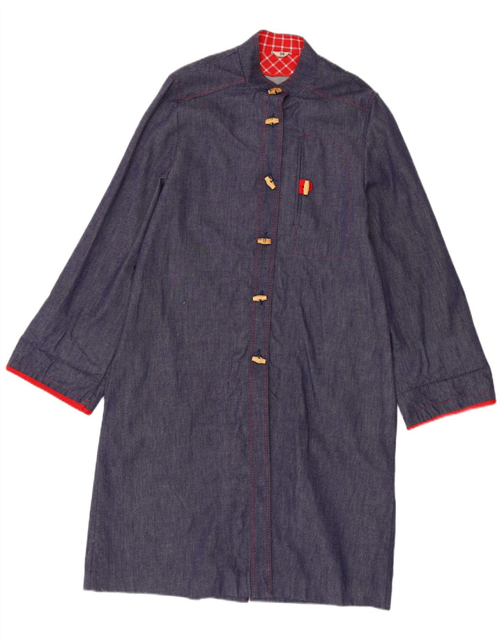 Soprabito da donna vintage EU 36 piccolo in cotone blu navy