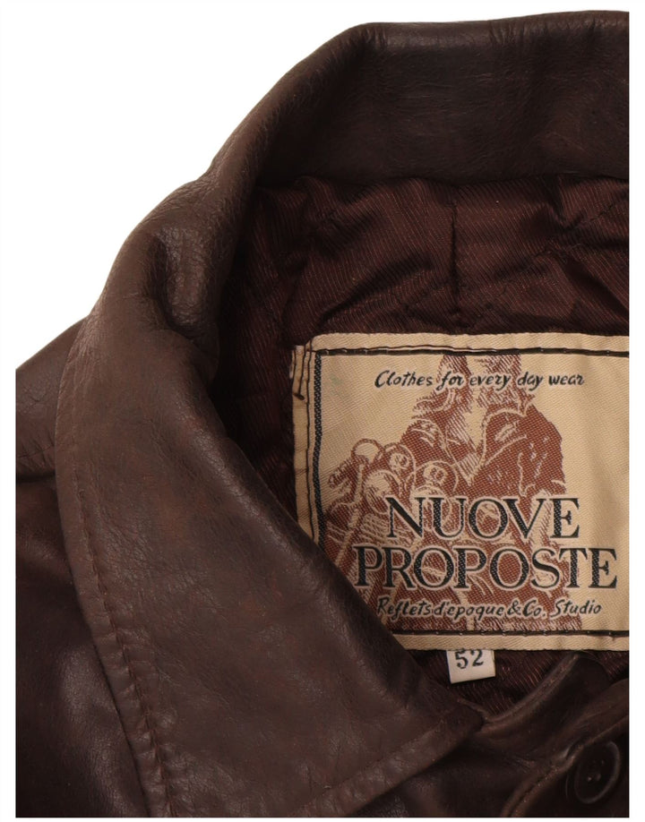 Giacca in Pelle Uomo VINTAGE IT 52 XL Pelle Marrone