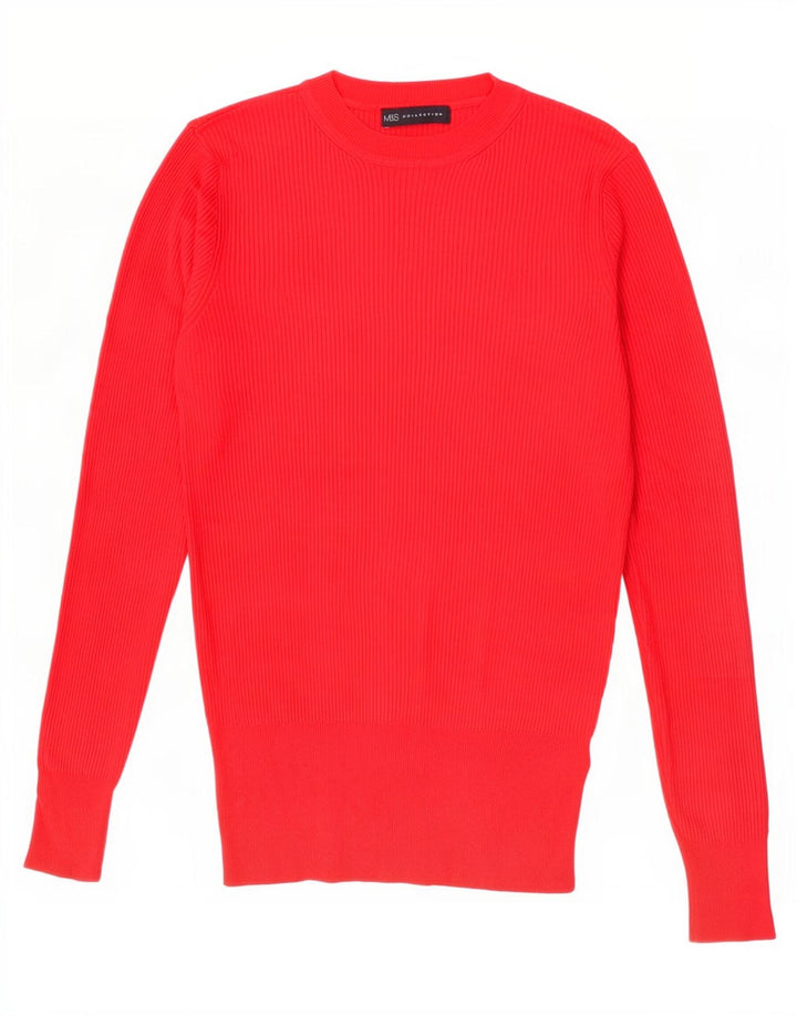 Maglione maglione girocollo da donna Marks & Spencer UK 14 grande viscosa rossa