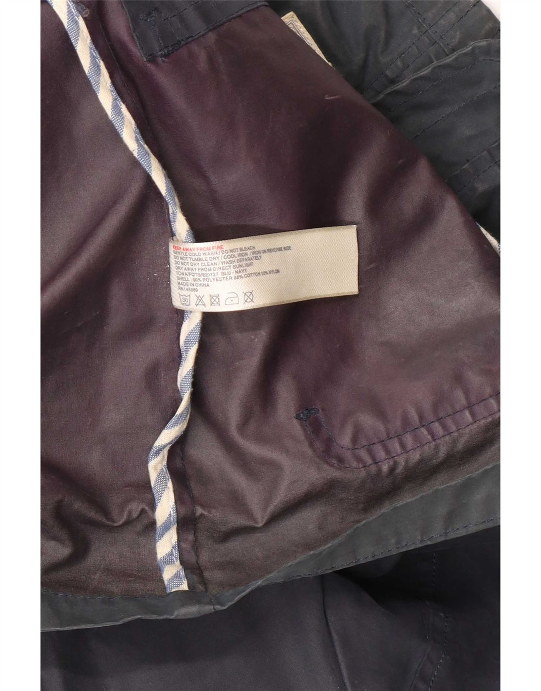 Giacca da donna in cotone cerato con cappuccio Fat Face UK 12 Poliestere medio blu navy