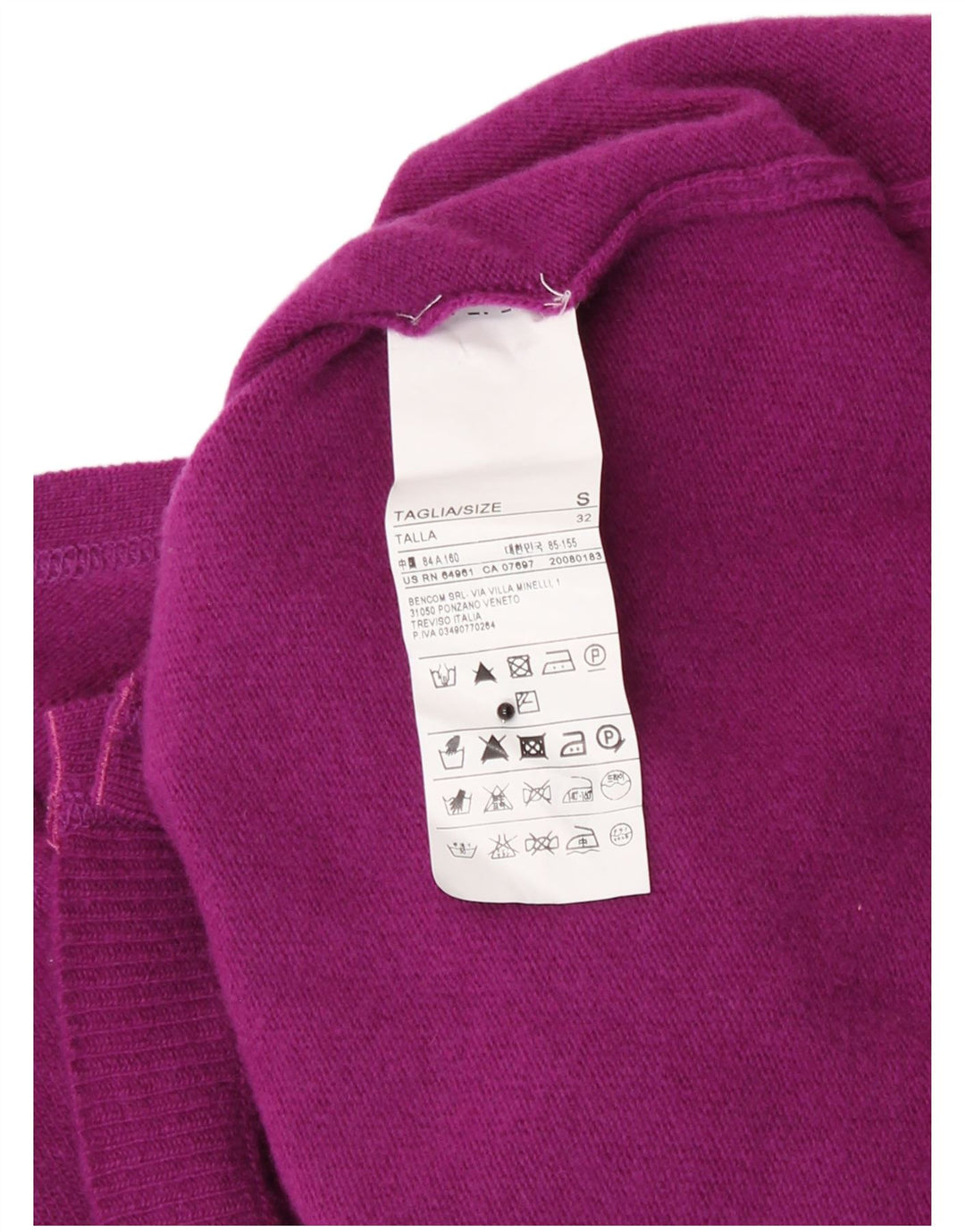 Maglione cardigan da donna Benetton UK 8 piccolo lana viola
