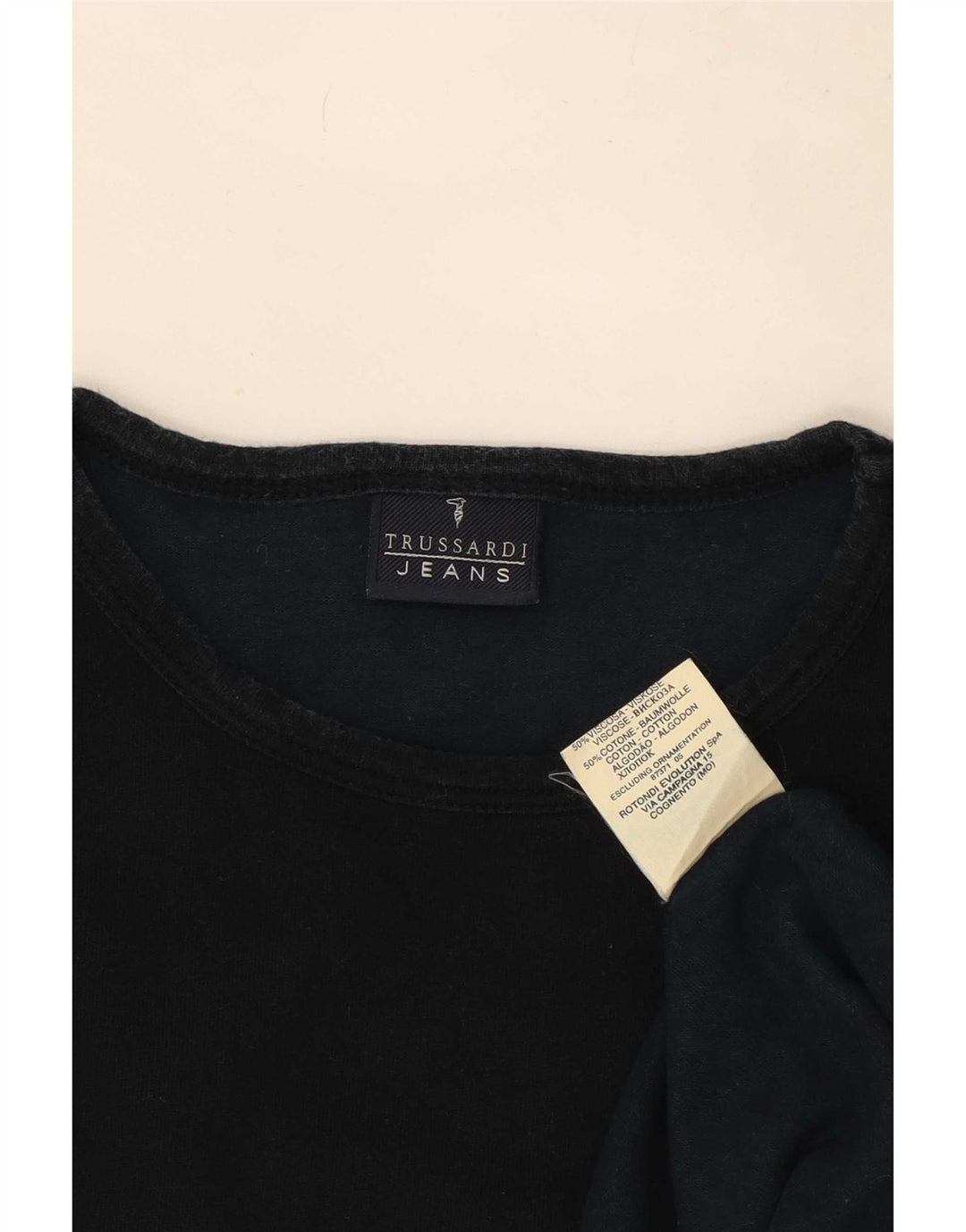 Top Trussardi Jeans Uomo Manica Lunga 2XL Viscosa Nera